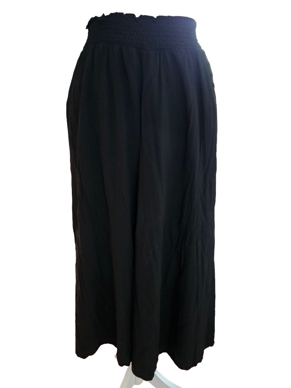 Black Smocked Waist Maxi Skirt